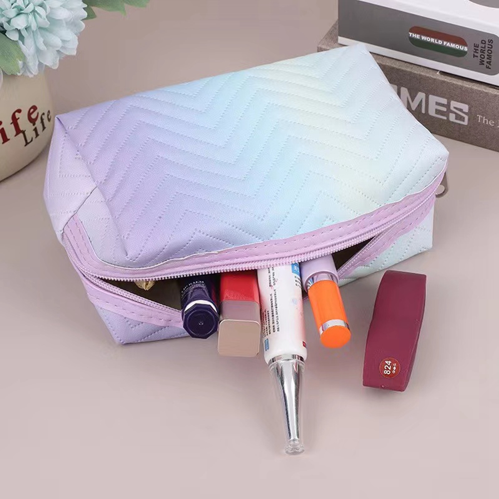 1PCS Women's PU Leather Gradient 3D Makeup Bag Travel Portable Wash Bag Cosmetics Portable Travel Storage Bag