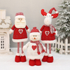 28.3-inch Leg Stretchable Knitted Fabric Santa Claus Snowman Deer Figurine New Year Holiday Decoration Ornament