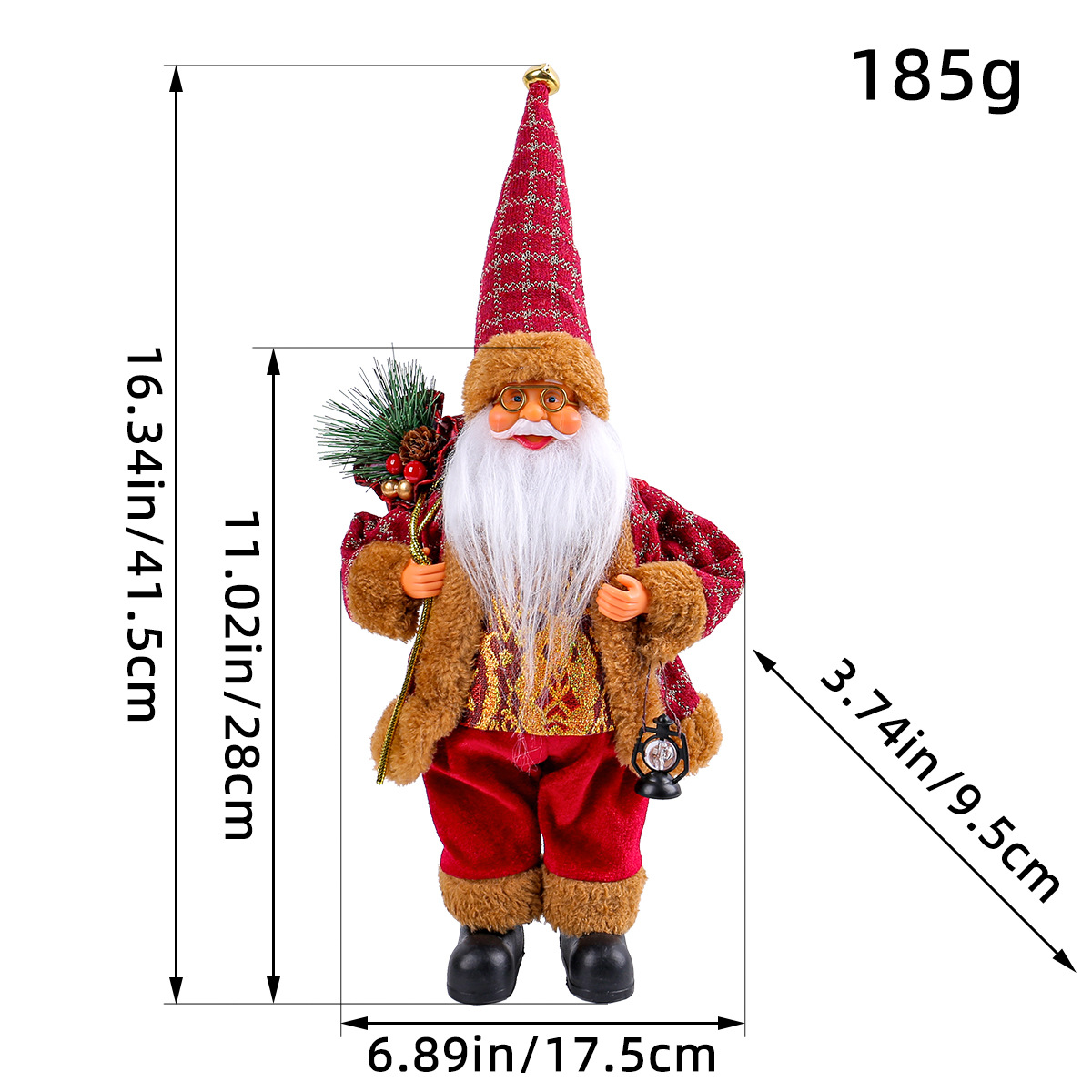 Standing Santa Claus Doll Ornament Christmas Cute Hug Gift Doll Window Decoration Supplies