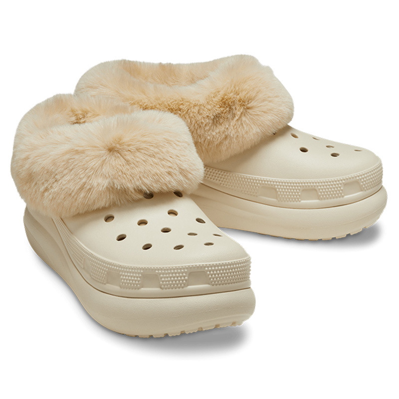 Women Garden Warm Fur Lined Clogs Ladies Sandals With Fur Customize Logo Comfortable Soft Fluffy Slippers Winter Furry Shoes