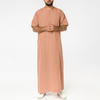 Mens Solid Color Robes Saudi Style Zipper Jubba Thobe Man Vintage Short Sleeve O Neck Muslim Arabic Islamic Clothing Eid Ramadan