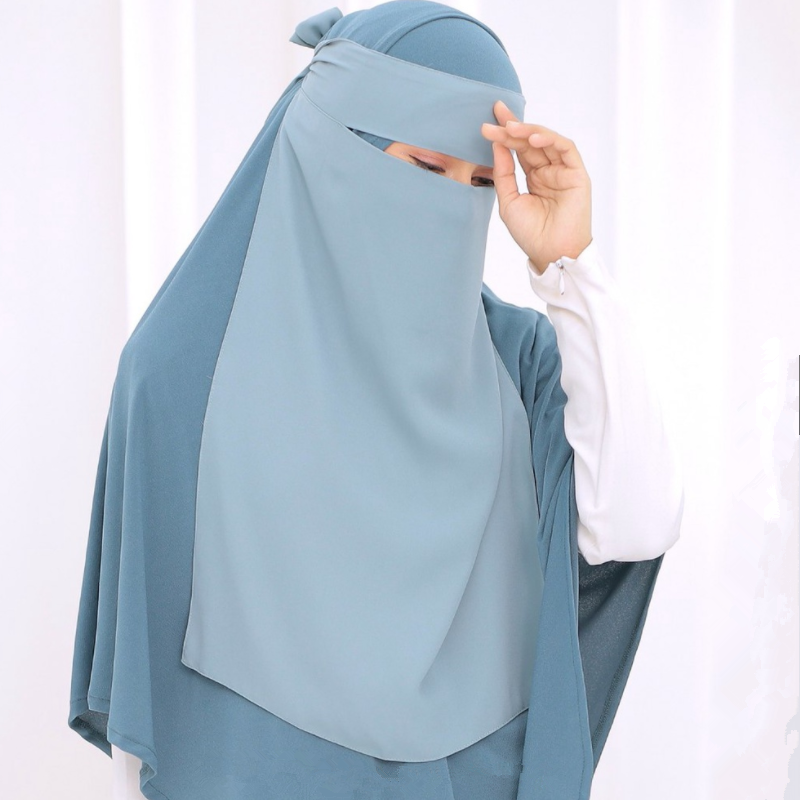 Ramadan Muslim One Layer Breathable Nida Burqa Scarf Hijab Modest Islam Clothing Eid Prayer Long Khimar Jilbeb Veil Niqab