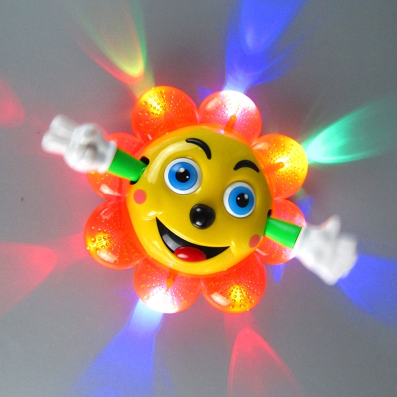 Kids Fun 360° Rotating Moving Flashing Sounding Sunflower Toy Toddlers Cute Cartoon Electronic Interactive Plant Educational Toy