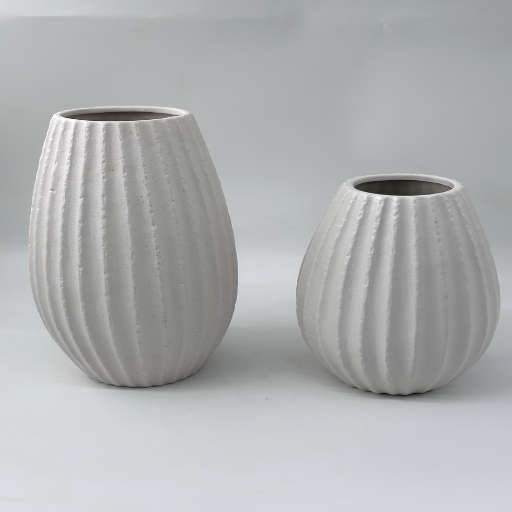 Simple Wholesale Custom Luxury Conical Vertical Texture Hotel Home Decoration Ceramic Vase Ornaments