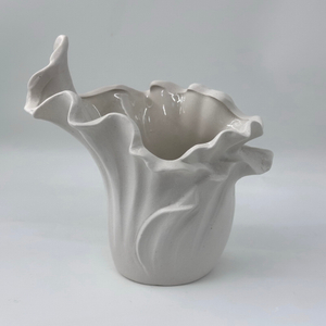 Nordic Creative White Ceramic Moon Vase, Living Room, High End Light Luxury Decoration Vase