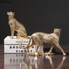 Golden Leopard Statue Nordic Living Room Decoration Desktop Animal Figurine Resin Ornaments 
