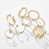 Bohemian Geometric Rings Sets Clear Crystal Stone Gold Chain Opening Rings 