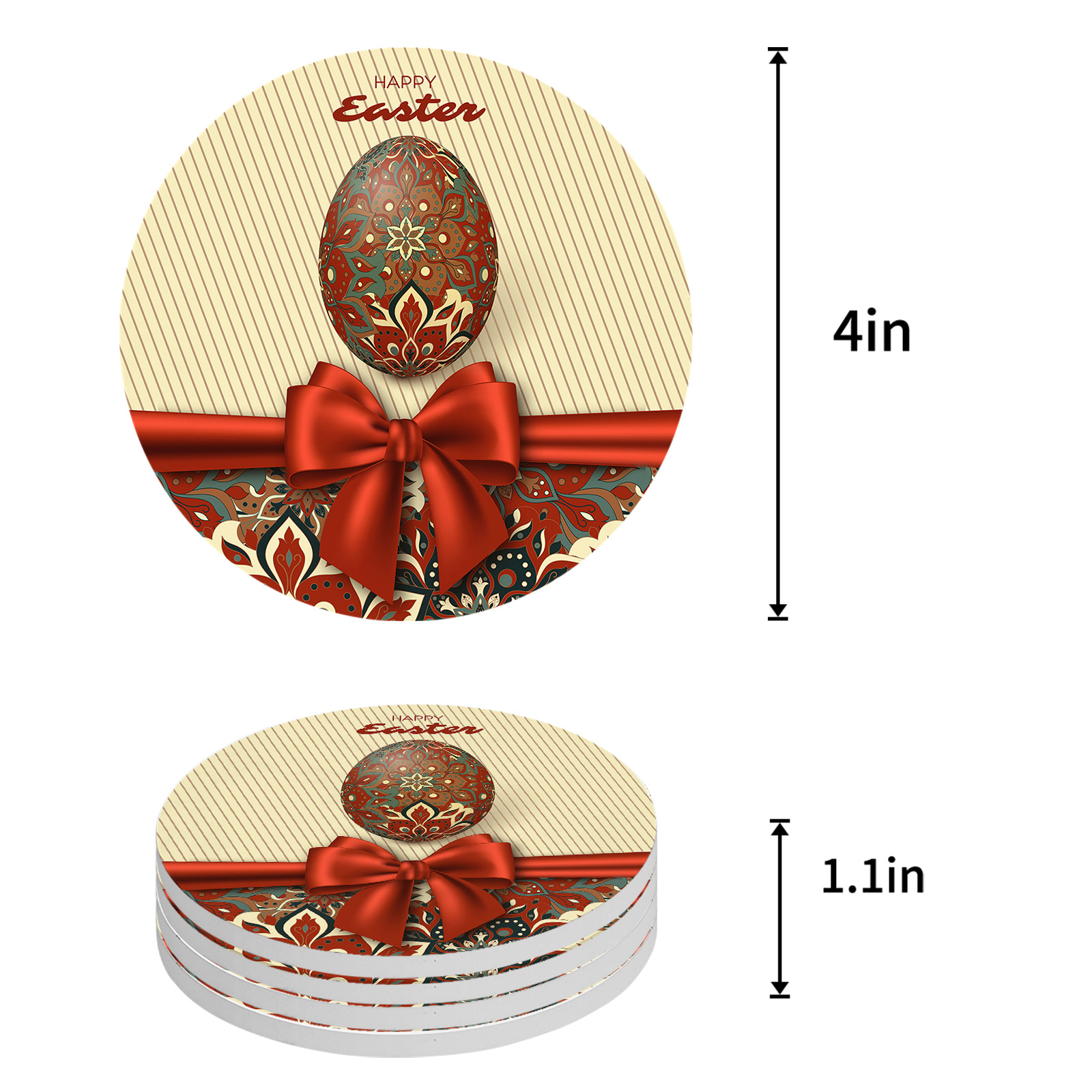 Easter Gift Egg Texture Round Ceramic Coaster Coffee Tea Cup Mats Non-slip Placemat Tableware Pads Decorations