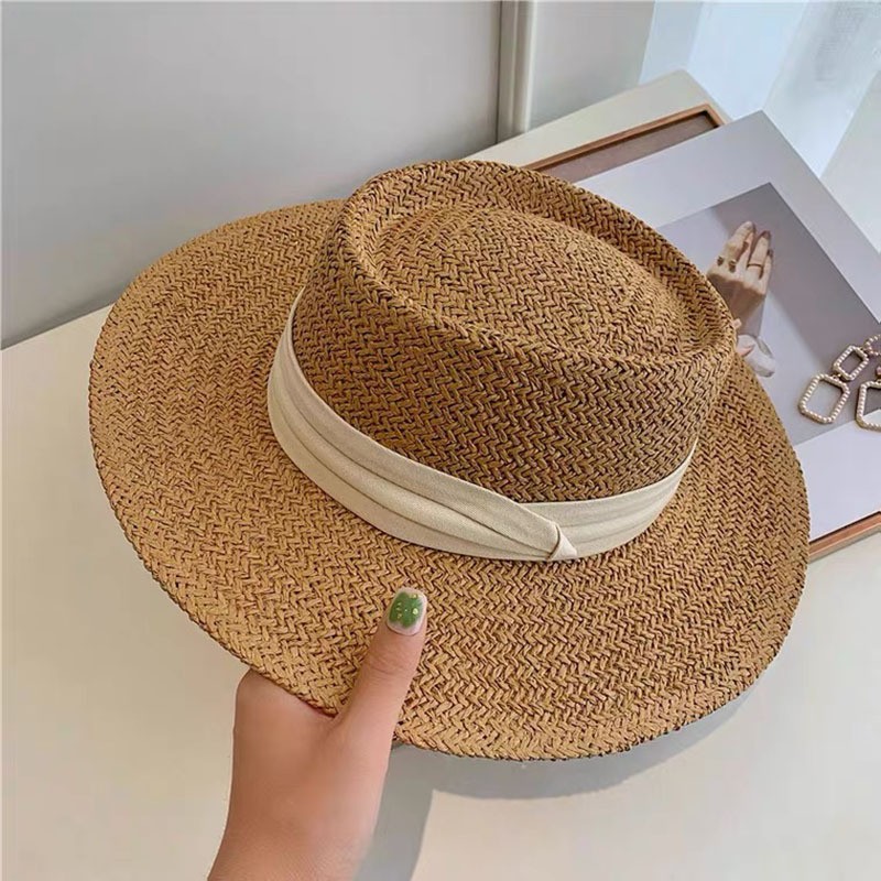 2023 Summer Straw Hat Fashion Casual Panama Beach Fedora Hat Wide Brim Breathable Sun Panama Hats For Women