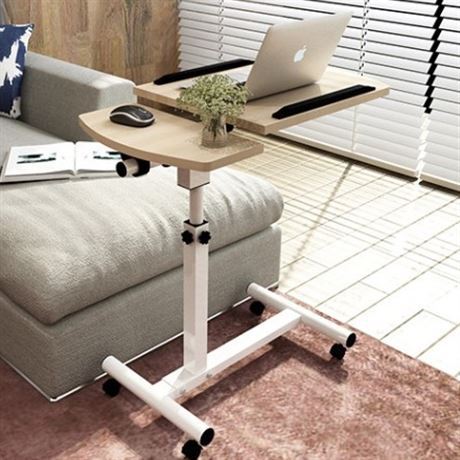 Adjustable Laptop Table with Wheel Rotate Standing Notebook Computer Table Lifting Desk for Sofa Bedside