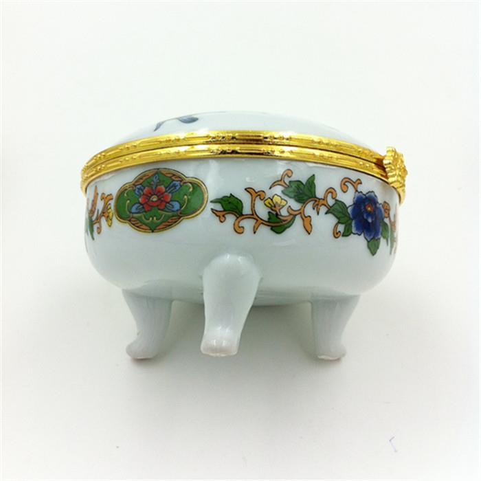 Decorative Small Natural Porcelain Jewellery Gift Box Chinese Style Round Ceramics Jewelry Makeup Packaging Cases Party Favor
