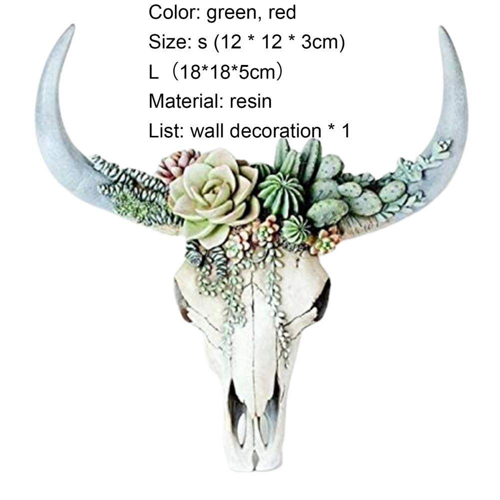 2023 Wall Ornament Beautiful Decorative Resin Succulent/Flower Cow Skull Hanging Pendant Ornament for Room Home Decoration