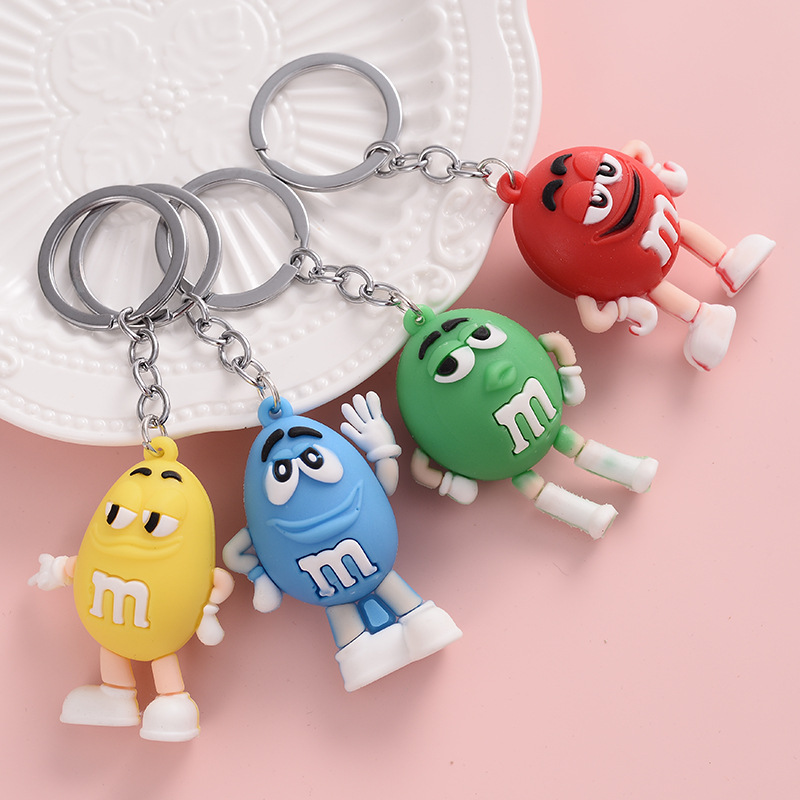 Cartoon Chocolate Bean Keychain Resin Doll Couple Key Chain Men&#39;s And Women&#39;s Jewelry Bag Pendant Children Lovely Keychain