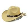 Wholesale Western Cowboy Straw Faux Suede Hats Visor Keychain Camp Hat Flat Costume Fur Cowboy Fashion Hats For Women