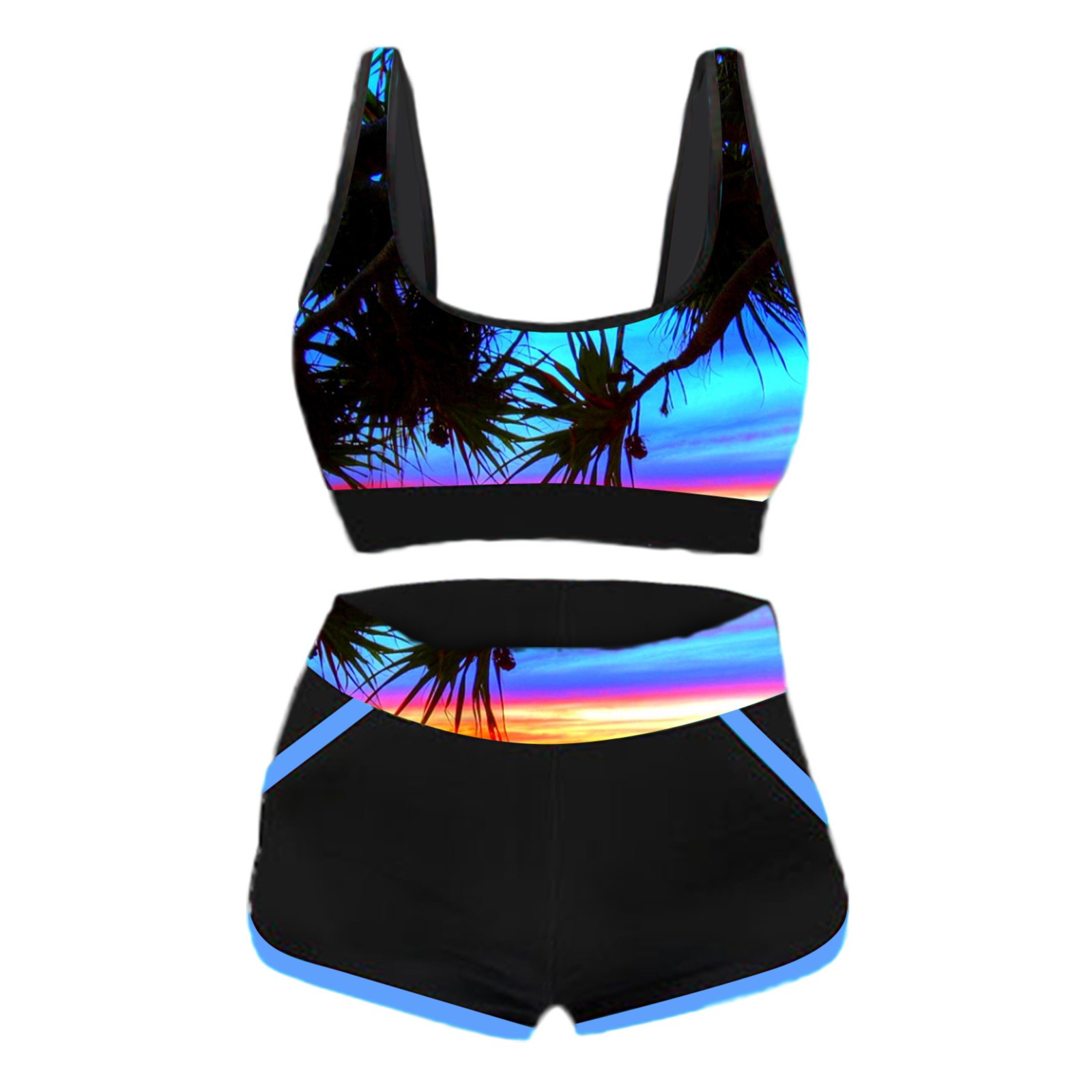 2024 New Female Summer Striped Print Bikini Sets Swimsuit Women Sexy Bathing Suit Two Piece Set Swimwear Loose Beach Tankini