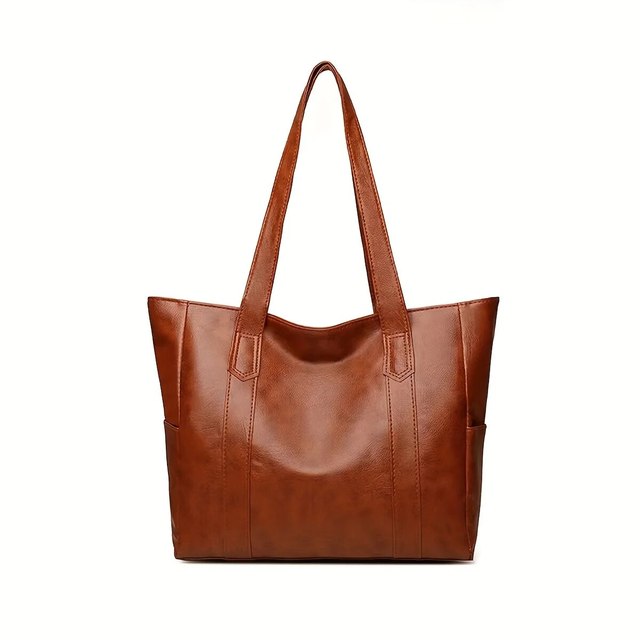 Female Big Soft Leather Satchel Bag Classic Solid Color Simple Casual Large Capacity Tote Single Shoulder Handbag Female Big Sof