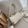 Retro Forearm Bag Women's Bow Handbag PU Leather Baguette Bag Western Style Single Shoulder Minimalist