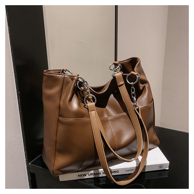 Shoulder Side Bags for Women Vintage Solid Color Simple Large Capacity Big PU Leather The Latest Handbags Travel Totes