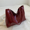 Vintage Red Womens Tote Bag Athletic Casual Fashion Large Capacity Leather Shoulder Bag Shopper Harajuku Simple Handbag Sac