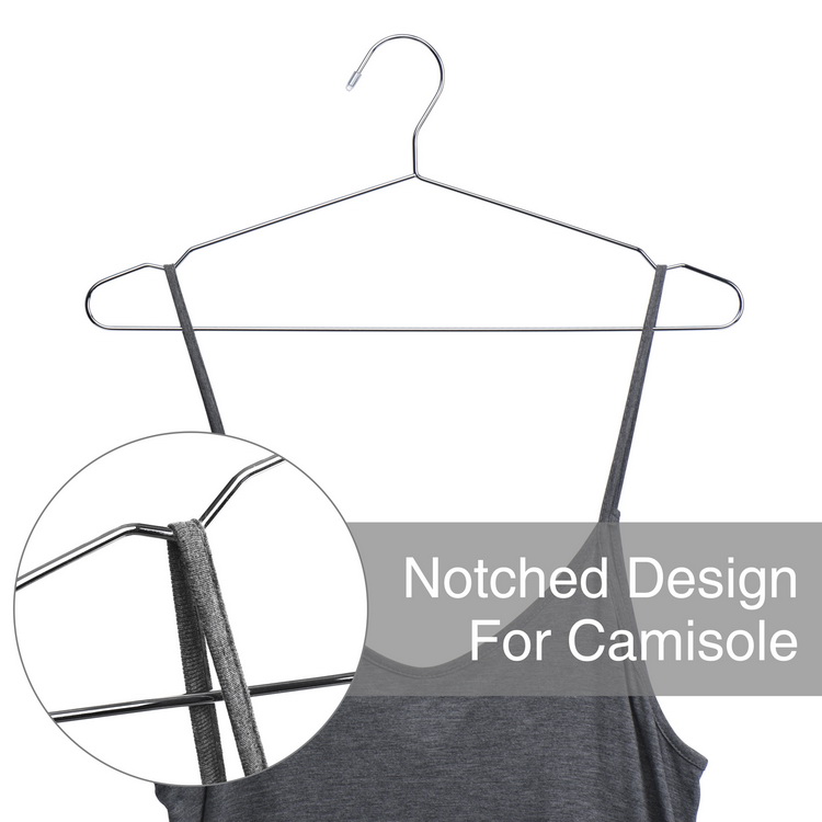 Wholesale Chrome Plated Metal Hanger With Notches Design Clothing Hanger Rack