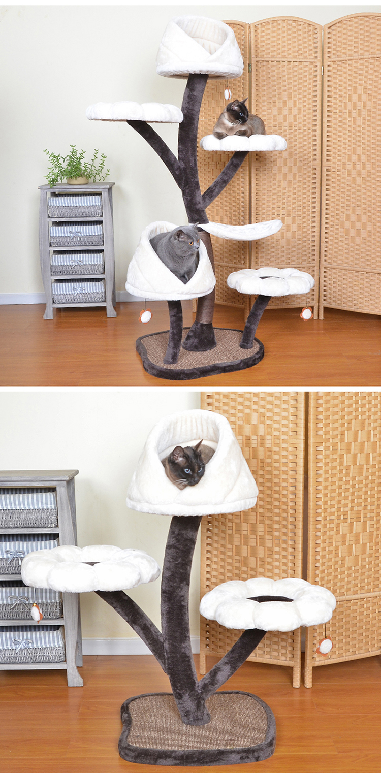 Factory Wholesale Sisal Climbing Frame Cat Toy Wooden Three-layer Pet Cat Scratching Post Jumping Platform Cat Tree