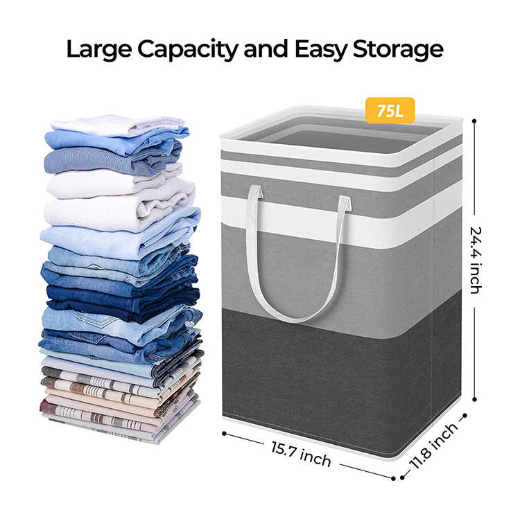 Large Capacity Waterproof Collapsible Fabric Laundry Bag Dirty Clothes Hamper Folding Laundry Basket With Handle