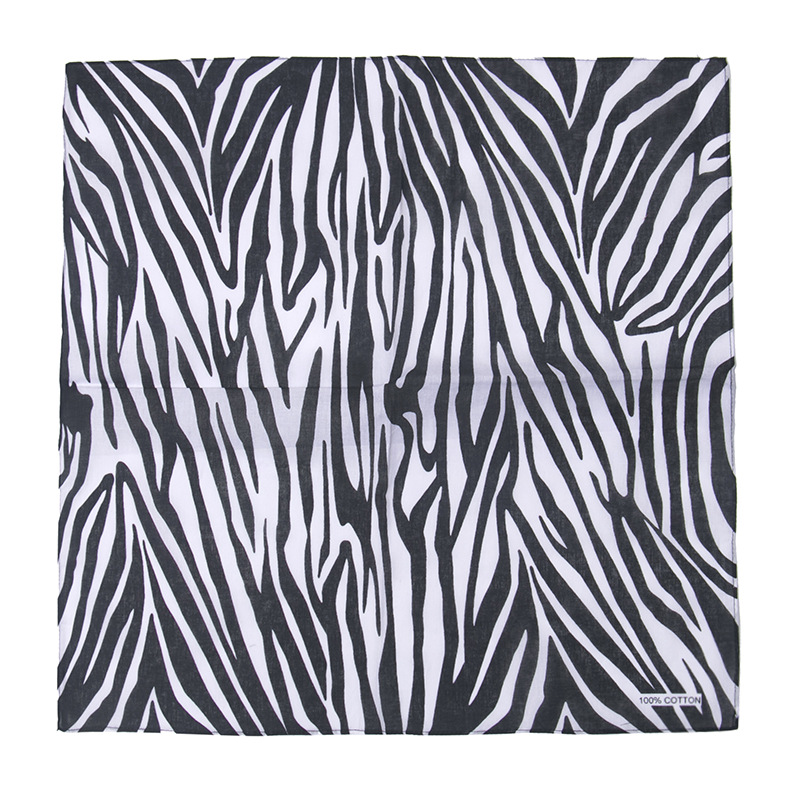NEW Cotton Black And White Zebra Pattern Hip Hop Bandana Men Women Outdoor Hair Band Wrist Wraps Scarves Christmas Gift
