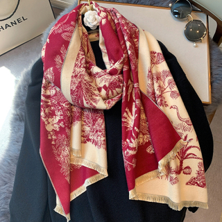 Floral Print Scarf for Women Warmer Winter Cashmere Pashmina Scarves Shawls Female Thick Blanket Wraps Foulard