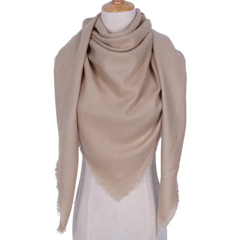 Fashionable Solid Color Scarf Triangular Shawl Women's Cashmere Winter Outdoor Warmth Headscarf Hijab Foulard