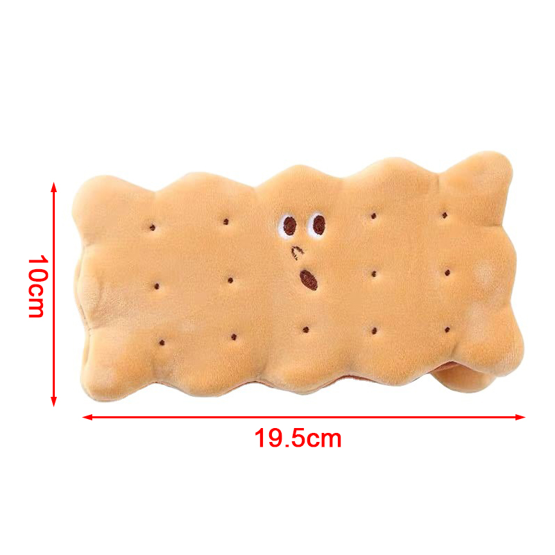 Cute Biscuit Shape Pencil Box Plush Cookies Pencil Bag Large-capacity Pencil Case Student Gift Stationery Box