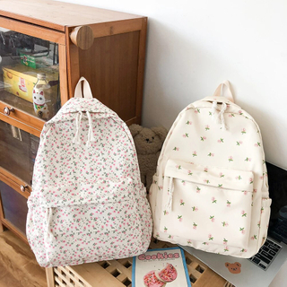 Korean Student School Backpack Floral White School Bags For Teenage Girls Cute Women's Backpack Brand Book Bag Nylon Rucksack