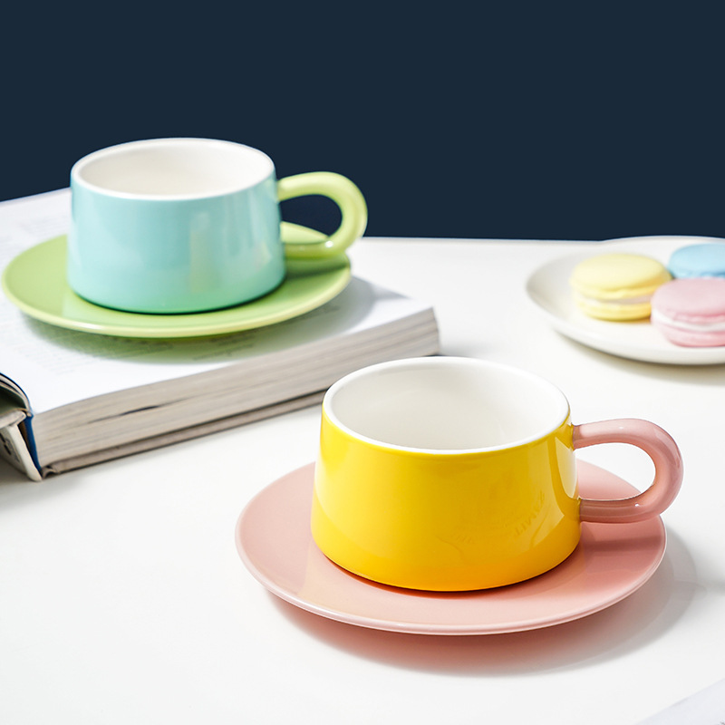 250ml Minimalist Colorful Ceramic Mugs Coffee Tea Afternoon Dessert Cups Creative Drinkware Cafe Office Home Restaurant Gift