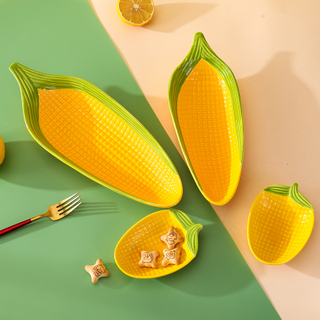 Creative Cartoon Corn Shaped Ceramic Salad Bowl Soup Bowl Family Fruit Snack Plate Kitchen Utensils Accessories