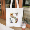 Casual Large Capacity Women's Handbags 26 Alphabet A-Z Shoulder Bags Shopper Canvas Letter Fashion Flower Trend White Tote Bags