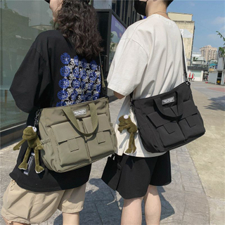 Waterproof Shoulder Bag Women's Multi Nylon Messenger Bag Preppy Canvas Handbag Women