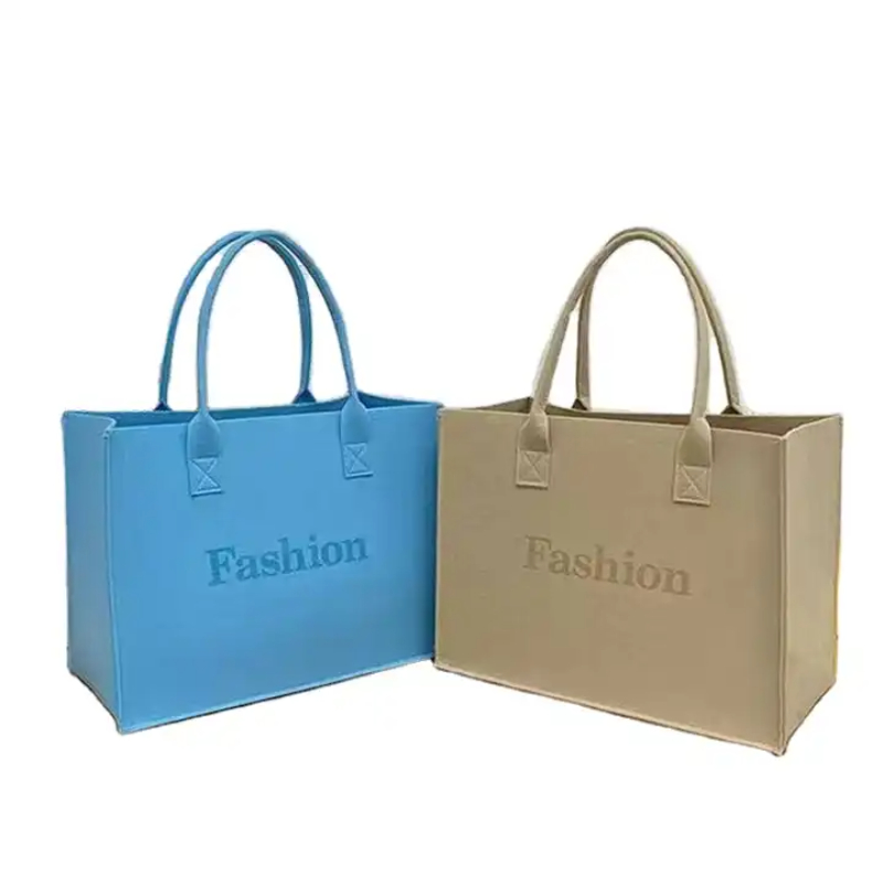 100pcs Large Capacity Causal Reusable Felt Shoulder Tote Bag with Customized Logo