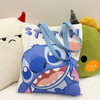 New Cartoon Canvas Shoulder Bags Cute Anime Stitch Angel Large Capacity Shopping Tote School Bags Gifts Girls
