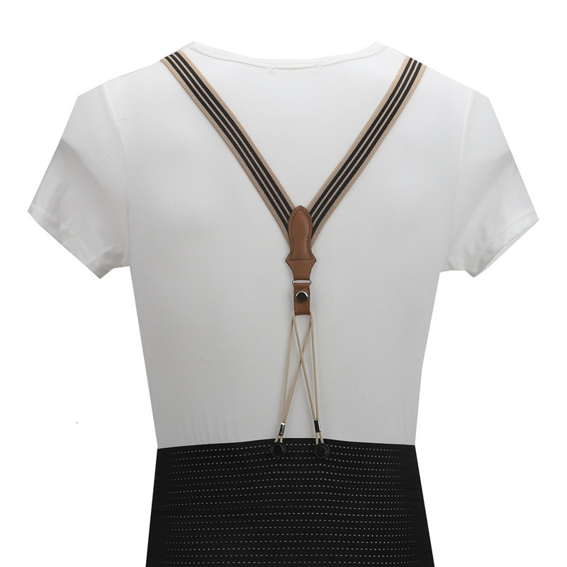 First Layer Cowhide Real Leather Suspender 6 Button String Holes Unisex Suspender Adjustable Brace Elastic Belt Strap Adult