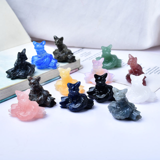 1pc Natural Stone Nine-Tailed Fox Carving, Home Decoration, Party Decoration, Desktop Decoration, Crystal Gift