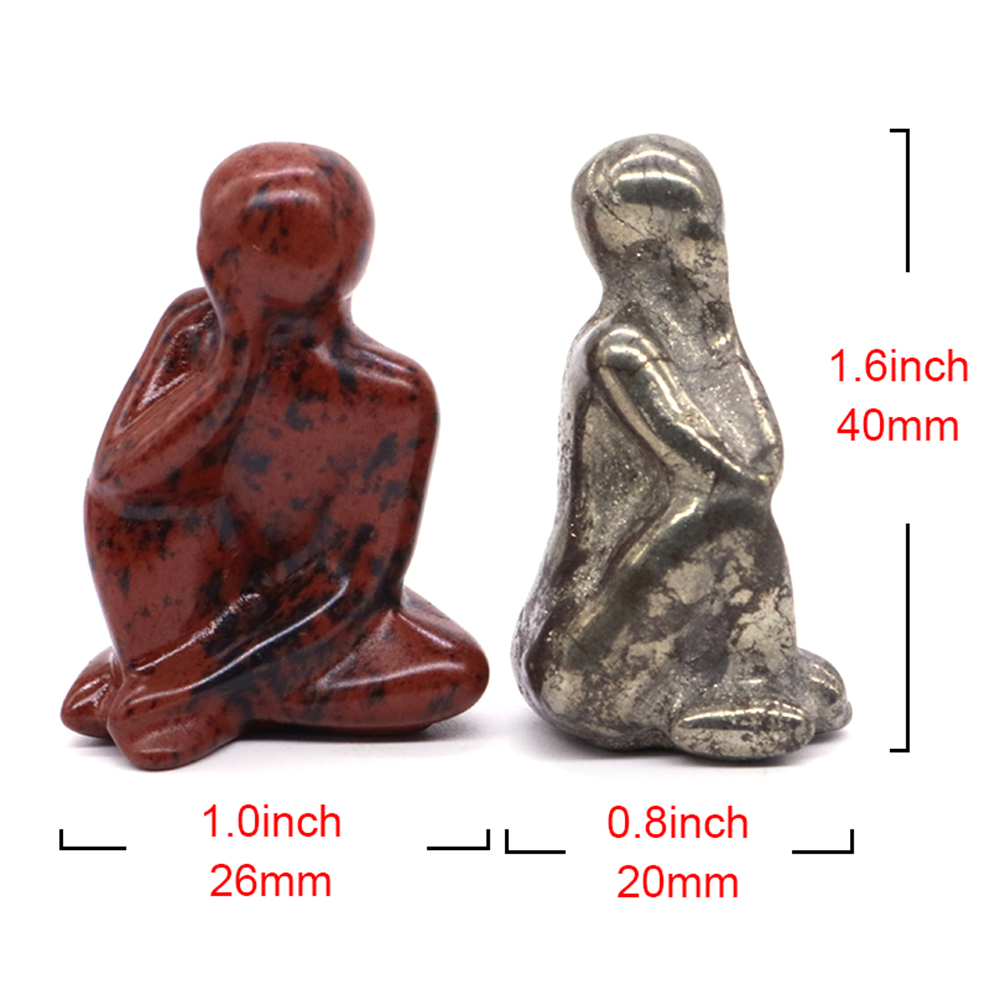 Natural Stone Thinker Statue Nordic Art Abstract Yoga Figurine Healing Crystal Craft Home And Desktop Decor Ornaments Gifts 1.6"