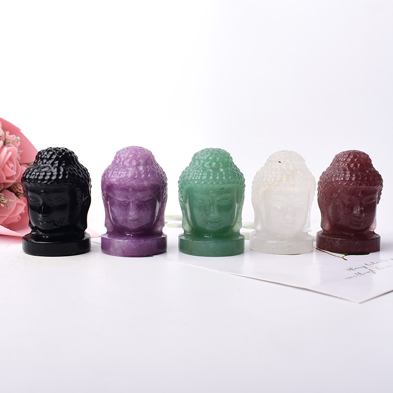  1PC Natural Crystal Stone Figure of Buddha Figurine Reiki Healing Stone Crafts Small Decoration Home Decor Present Souvenir
