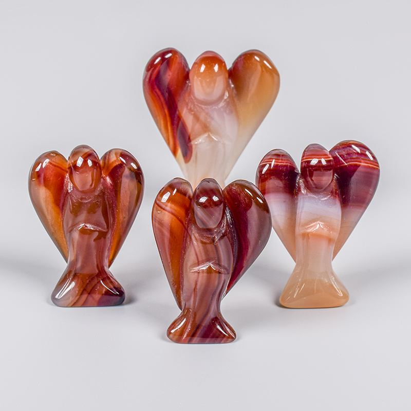 Agate Angel Figurine Mini Gift Crystal Stone Carnelian Angels Healing Office Decor Mascot Good Lucky Chakra Home Decoration