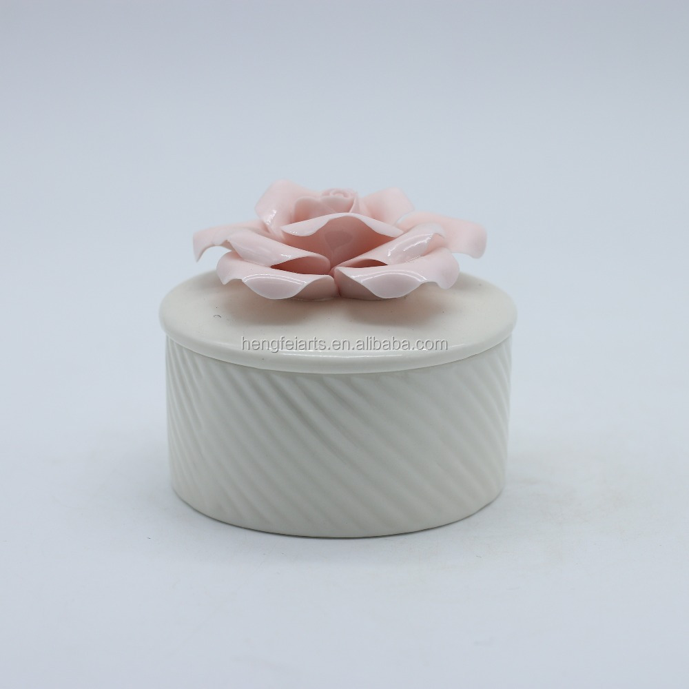 Modern Simple White Small Ceramic Gifts Round Jewelry Box
