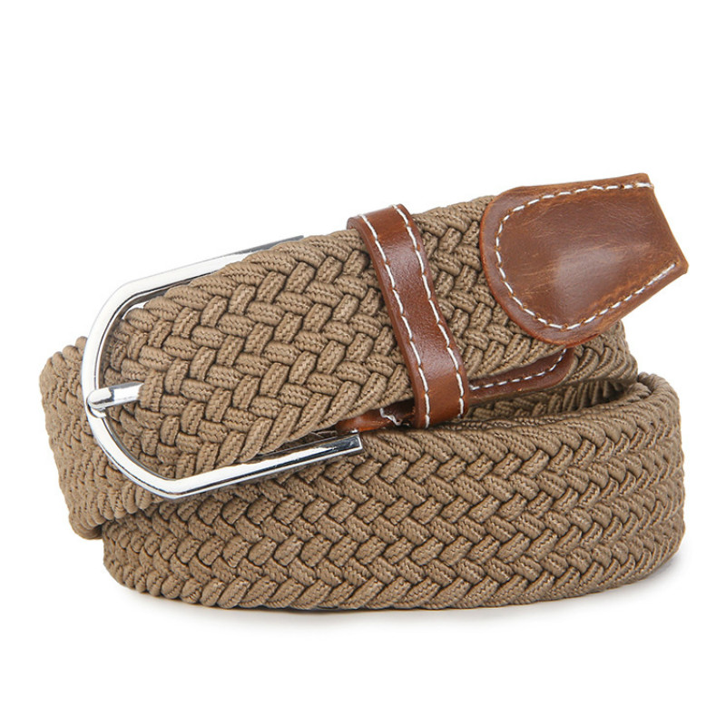 High Quality Fashionable Elastic Canvas Belts for Women Knitted Buckle Adjustable Belt Male Canvas Waistband for Jeans