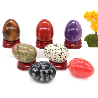 Egg Shape Stone Natural Healing Crystal Amethyst Quartz Opalite Massage Gemstone Reiki Crafts Home Decoration Gifts 30x40mm
