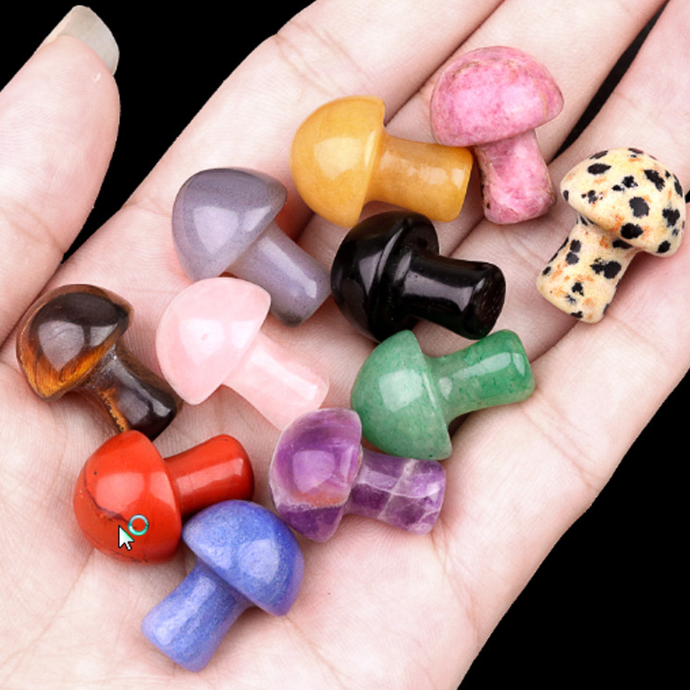 Wholesale Mushroom Ornament Natural Stone Crystal Healing Mineral Polished Gemstone Crafts Home Meditation Decoration 15x20mm