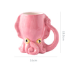 Funny Pink Octopus Ceramic Coffee Mug with Tentacle Handle Handcrafted Novelty 3D Porcelain Coffee Cups Personalized Gifts