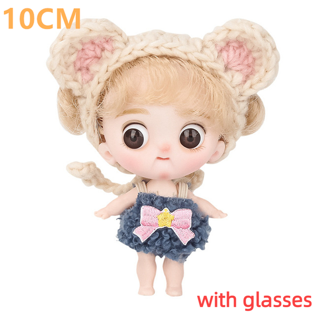 Mini BJD Doll OB11 Dolls 10cm Cute Dolls For Girls Toys 13 Movable Joint 3D Big Eyes Doll With Clothes Dress Up 1/12 Bjd 