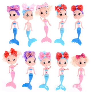 Cute Mini Mermaid Dolls 2 Items / Lot Miniature Accessories Animal Education Kids Toys Birthday Present Gifts Freeshipping