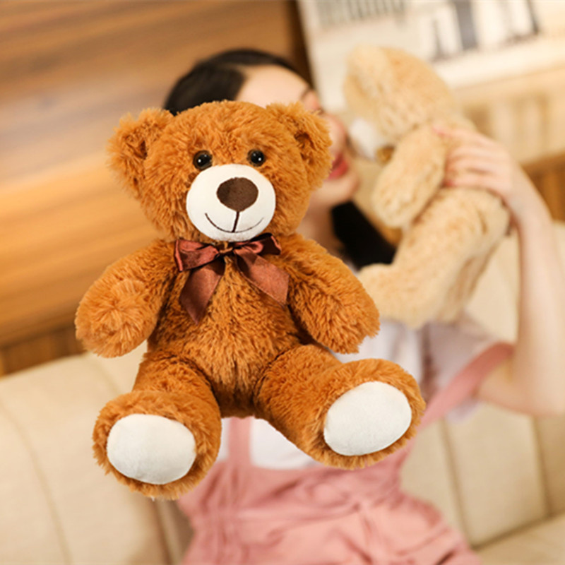 35CM Cute Colorful Bow Tie Bear Doll Plush Toy Hug Bear Doll Children Birthday Gift Pillow Teddy Bear Home Living Room Bedroom